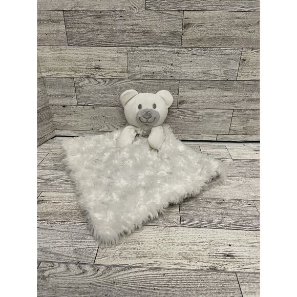 Little Beginnings White Baby Bear Lovey Security Blanket Swirl Minky Plush - Picture 7 of 7